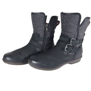 UGG Women's Robbie US 7 Waterproof Side Zip Black Buckle winter Boots
